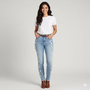 Abercrombie & Fitch High Rise Super Skinny Ankle Jeans 26/2 Floral Embroidered